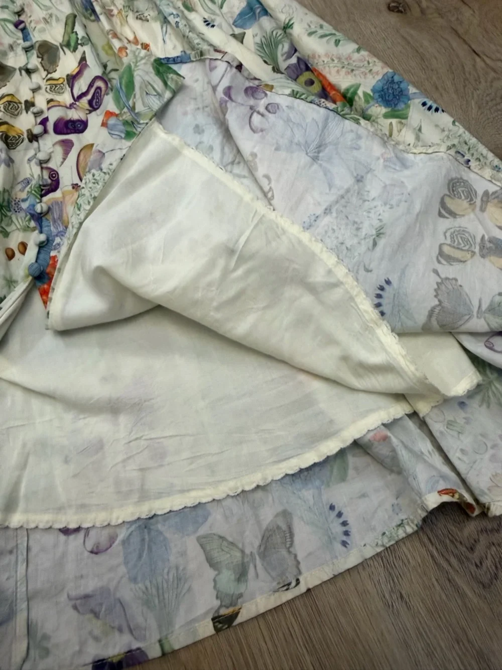 NWT by Anthropologie Floral Cream V-Neck Maxi Dress with Puff Sleeves - Picture 7 of 11